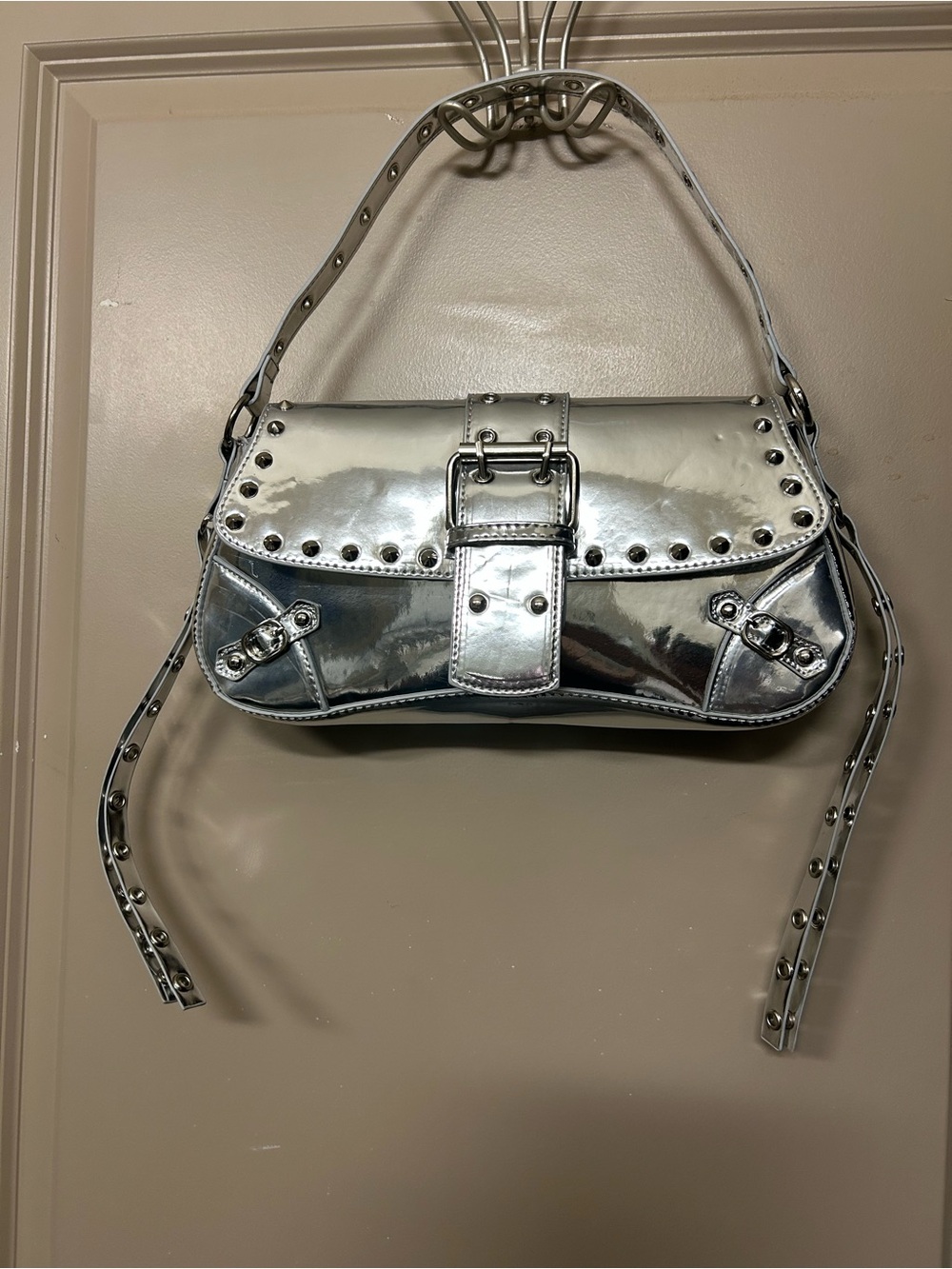 Silver Studded Y2K Goth Punk Hobo Shoulder Bag